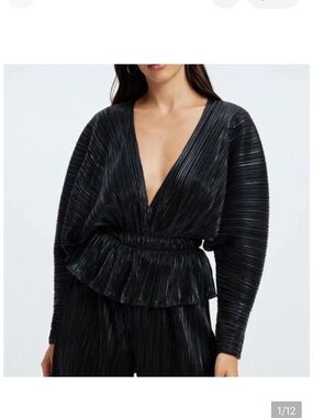 Good American Black Plisse Dolman Top Size 2XL/3XL